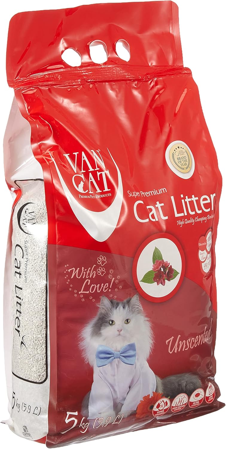 Van Cat White Bentonite Clumping Cat Litter Unscented 5Kg